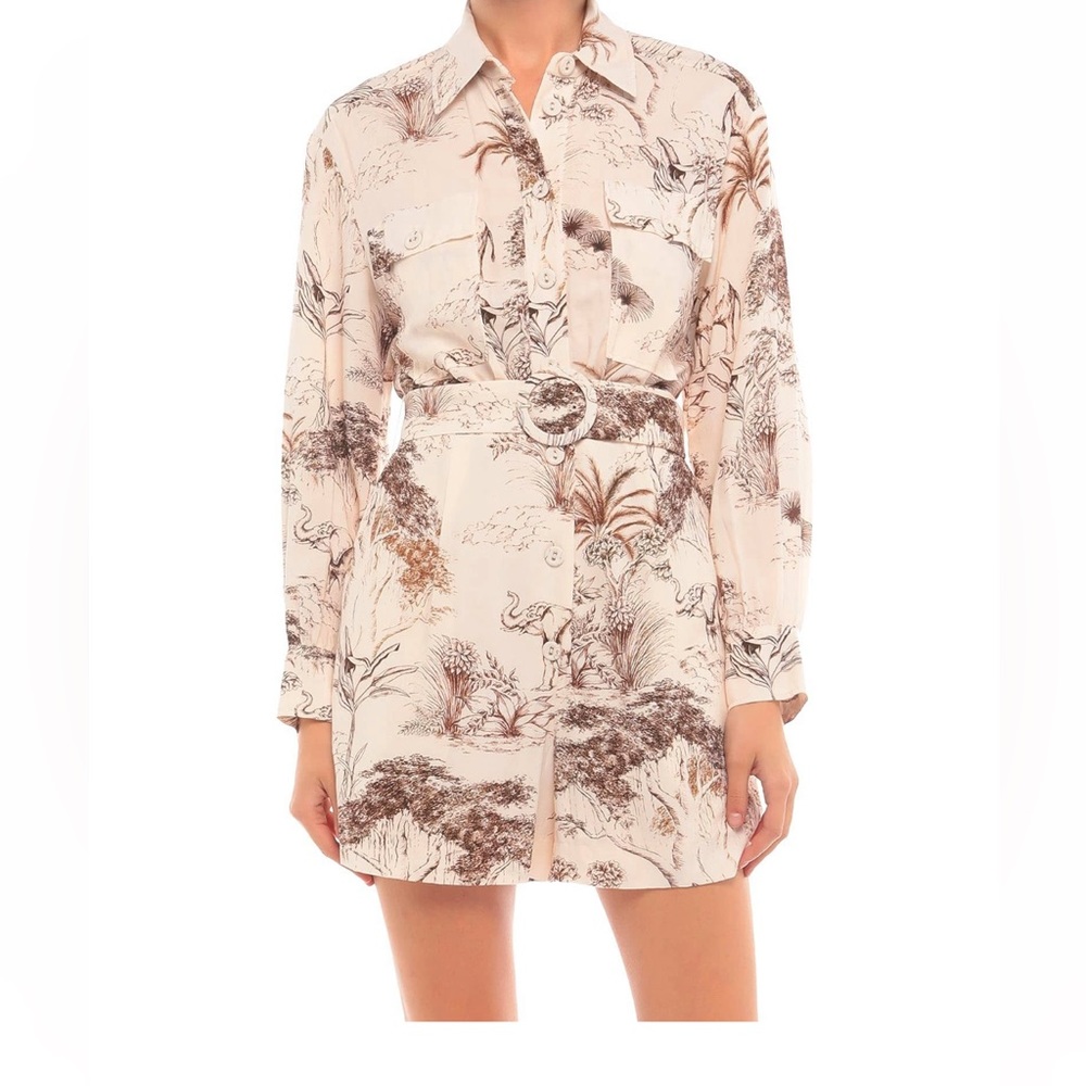 SANDRO belted printed woven playsuit